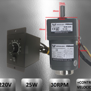 Motorreductor 220V 25 Watt 30rpm+Control Velocidad