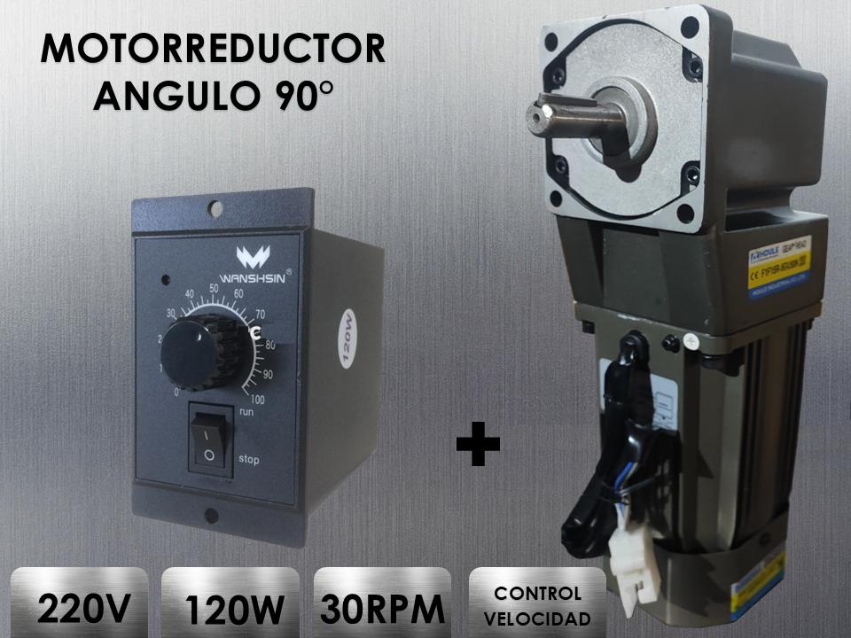 Motorreductor 220V/120Watt/30rpm/ 90°+Control Velocidad